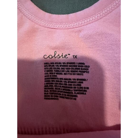 Colsie Size 1X NEW Bubble Gum Pink Ribbed Long Line Sports Bra No Padding - Picture 7 of 7